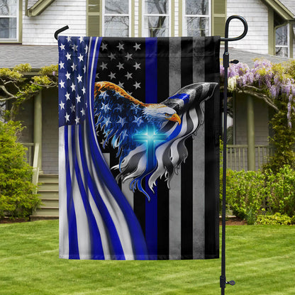 The Thin Blue Line Eagle With Christian Cross American Flag TPT930F