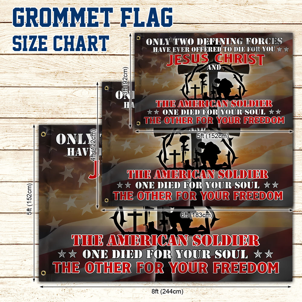 U.S. Veteran Day Jesus And Soldiers Grommet Flag MBH194GF
