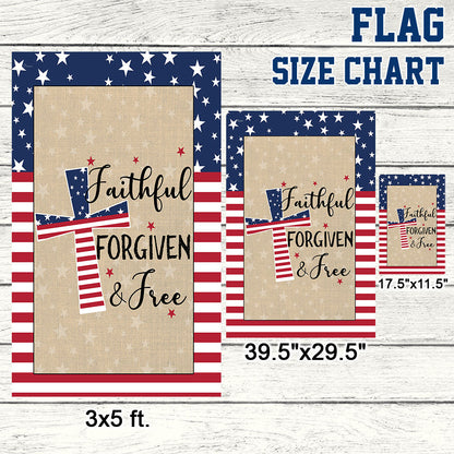 Flagwix American Flag - American Patriotic Cross Faithful Forgiven and Free Flag MLN904F