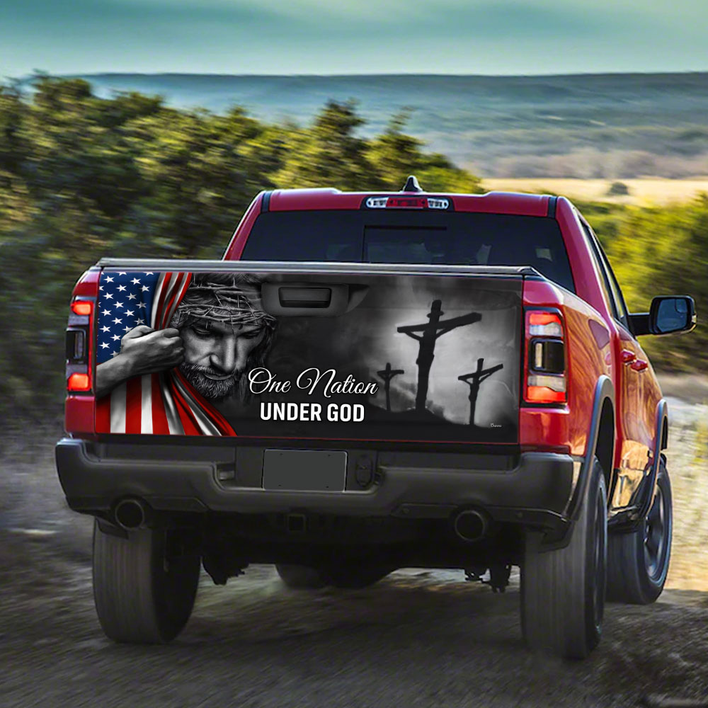 Jesus Sticker One Nation Under God American Patriot Truck Tailgate Decal Sticker Wrap TRL06TDv5