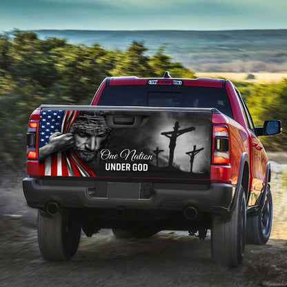 Jesus Sticker One Nation Under God American Patriot Truck Tailgate Decal Sticker Wrap TRL06TDv5