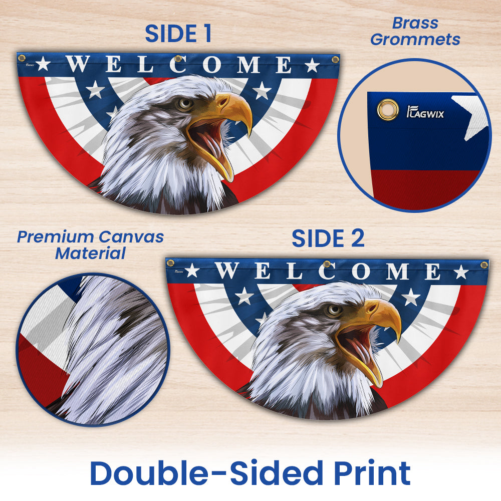Flagwix American Flag - Patriotic Eagle Welcome American  Non-Pleated Fan Flag MLN3138FL