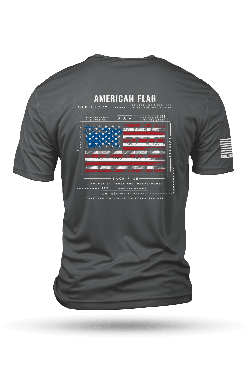 Moisture Wicking T-Shirt - American Flag Schematic