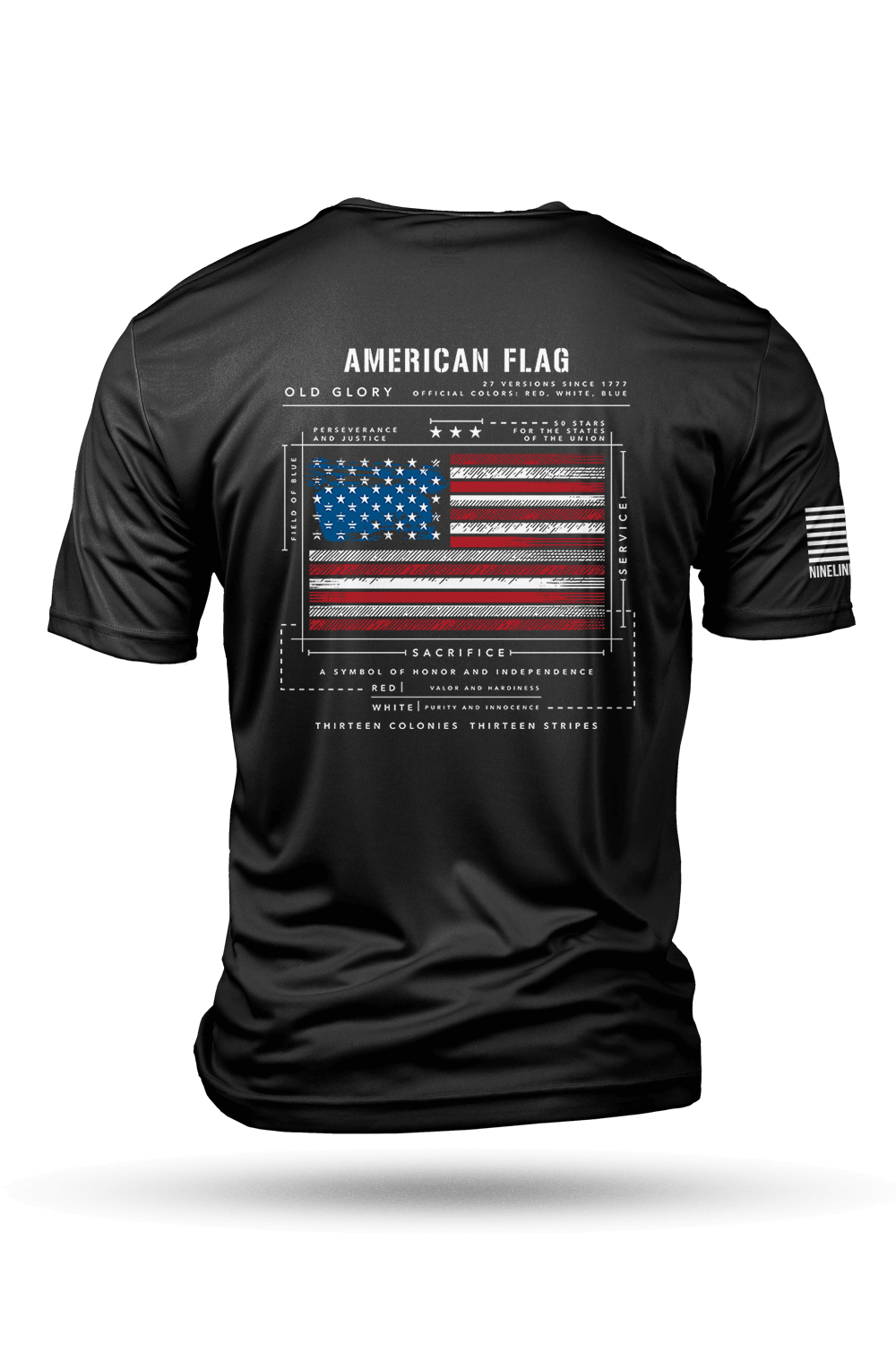 Moisture Wicking T-Shirt - American Flag Schematic