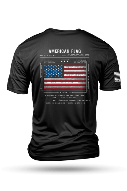 Moisture Wicking T-Shirt - American Flag Schematic