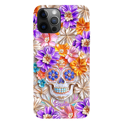 Floral Skull - Personalized Skull Full Print Phone Case