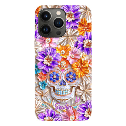 Floral Skull - Personalized Skull Full Print Phone Case
