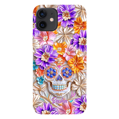 Floral Skull - Personalized Skull Full Print Phone Case