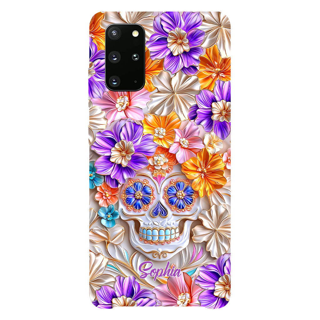 Floral Skull - Personalized Skull Full Print Phone Case