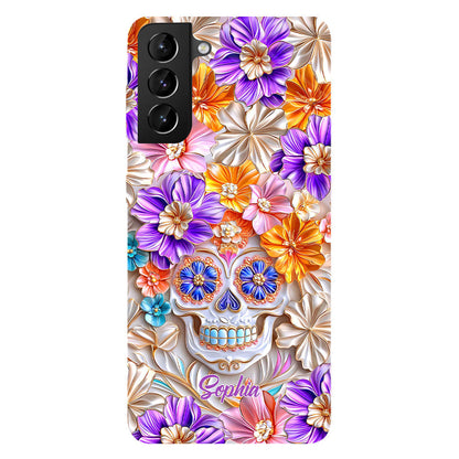 Floral Skull - Personalized Skull Full Print Phone Case
