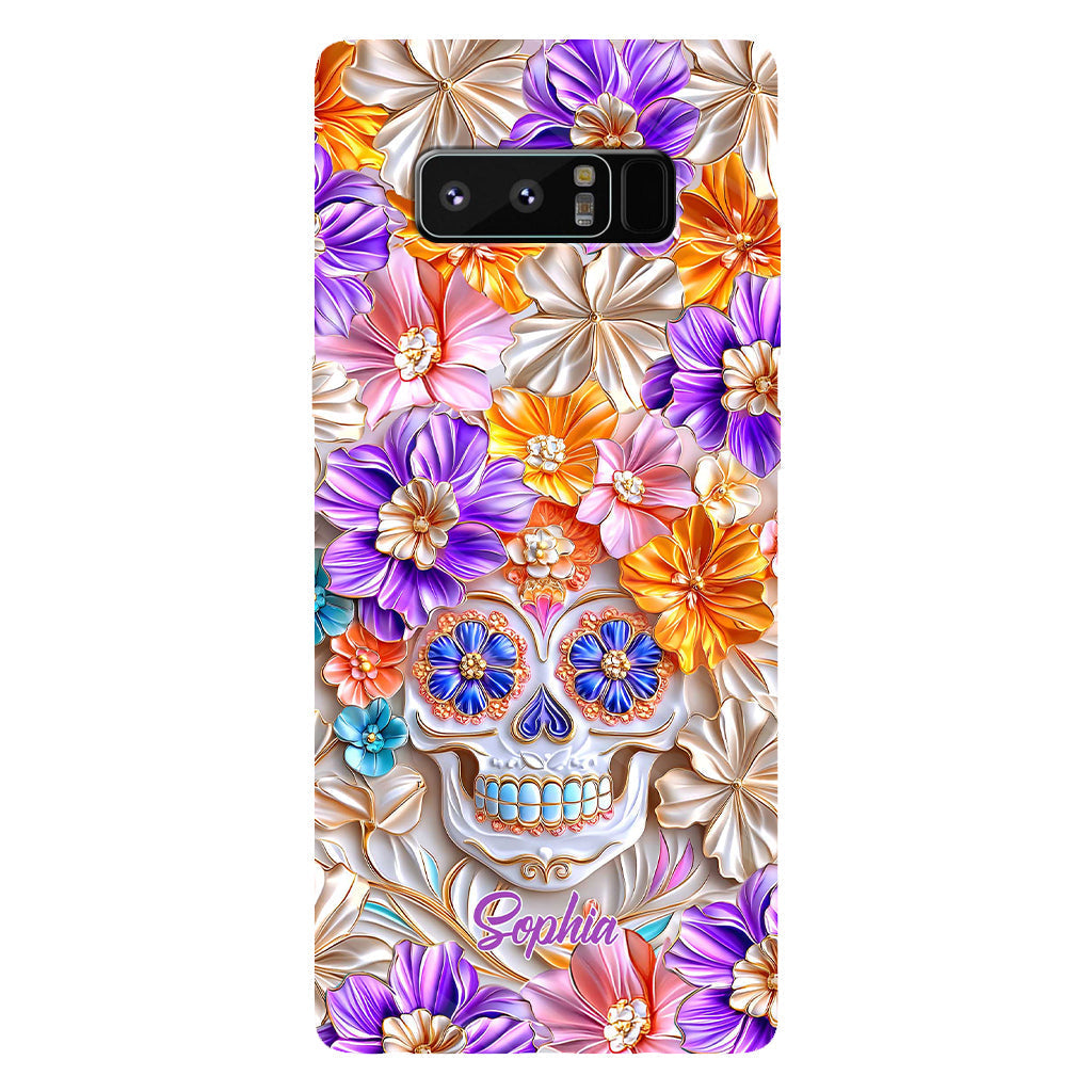 Floral Skull - Personalized Skull Full Print Phone Case