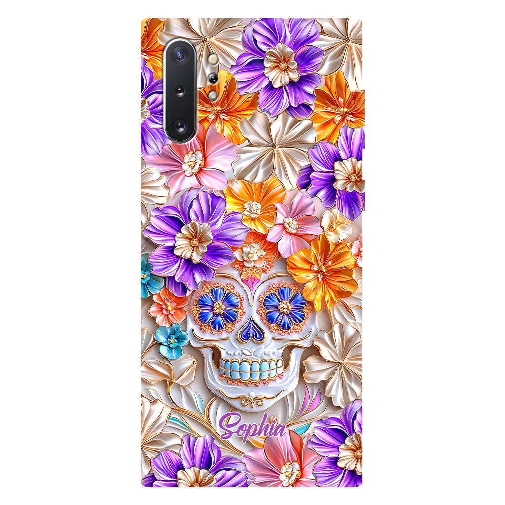 Floral Skull - Personalized Skull Full Print Phone Case