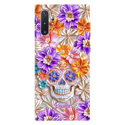 Floral Skull - Personalized Skull Full Print Phone Case
