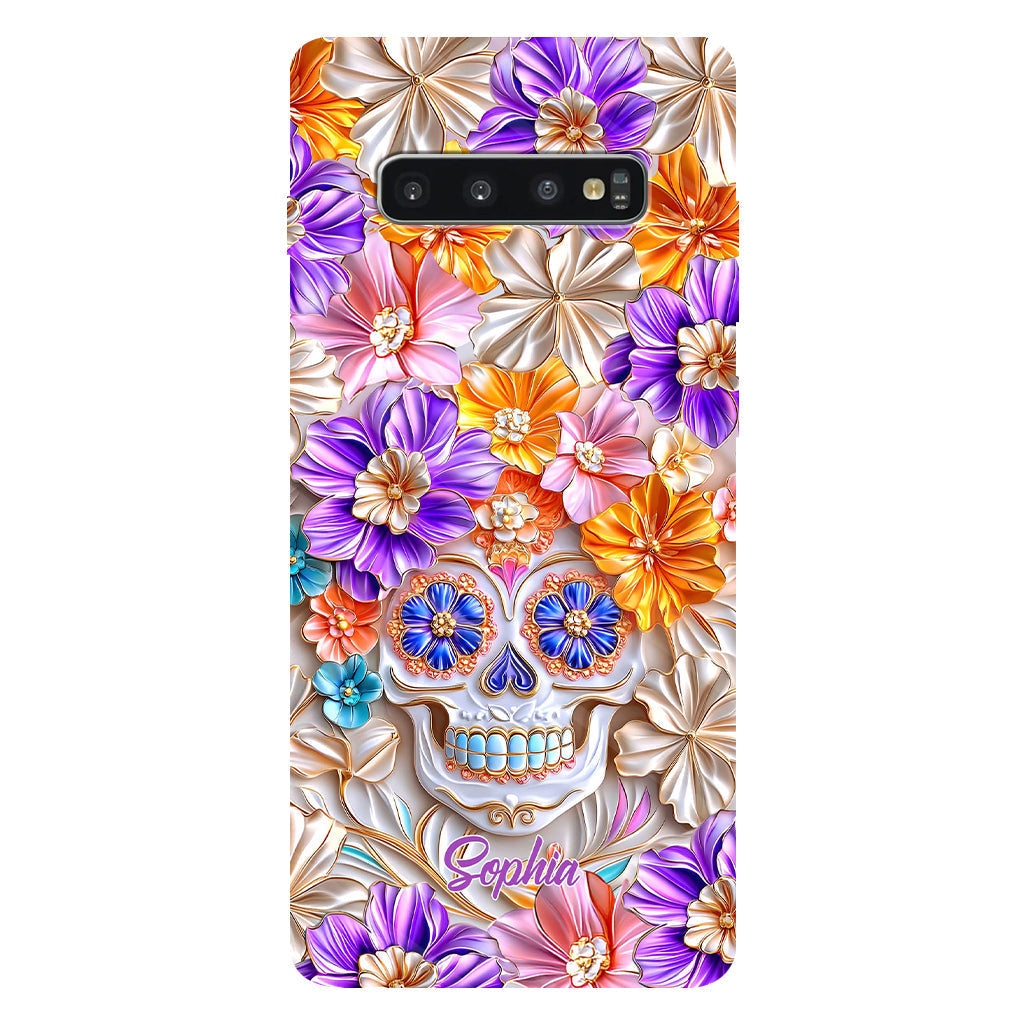 Floral Skull - Personalized Skull Full Print Phone Case