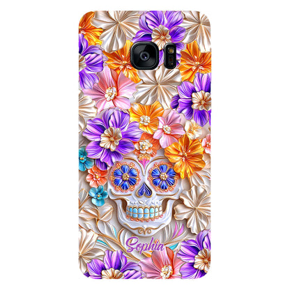 Floral Skull - Personalized Skull Full Print Phone Case