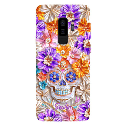 Floral Skull - Personalized Skull Full Print Phone Case