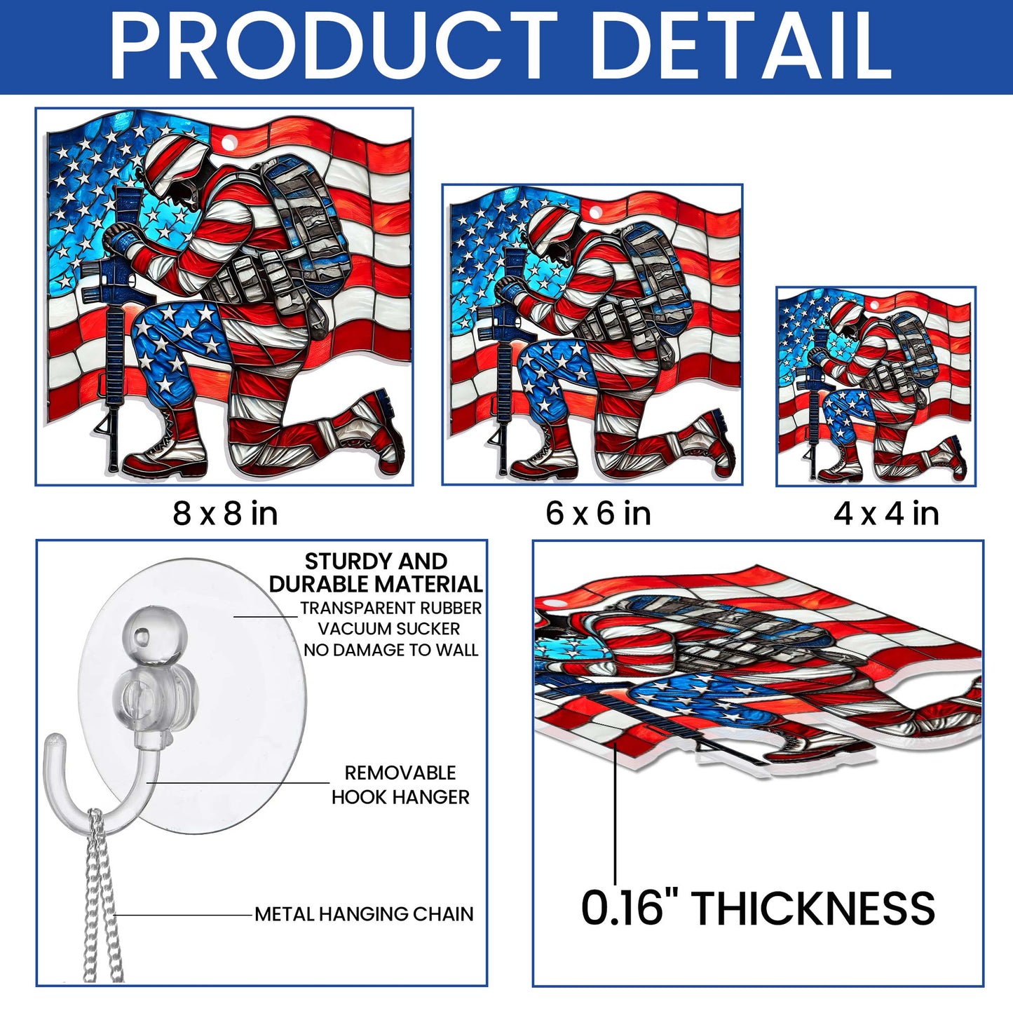 Veterans Days Thank You Veterans Soldier Kneeling Suncatcher Acrylic Hanging TQN3846AS