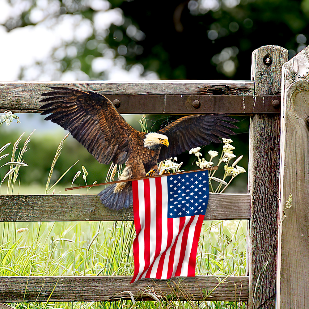 Eagle With American Flag Hanging Metal Sign QNK751MSv21