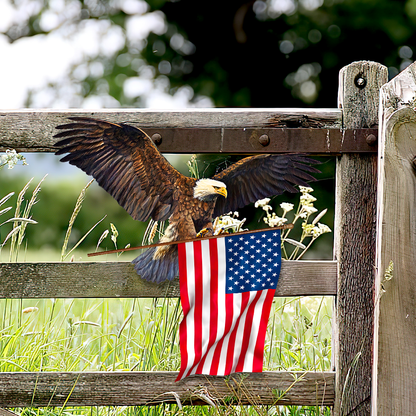 Eagle With American Flag Hanging Metal Sign QNK751MSv21