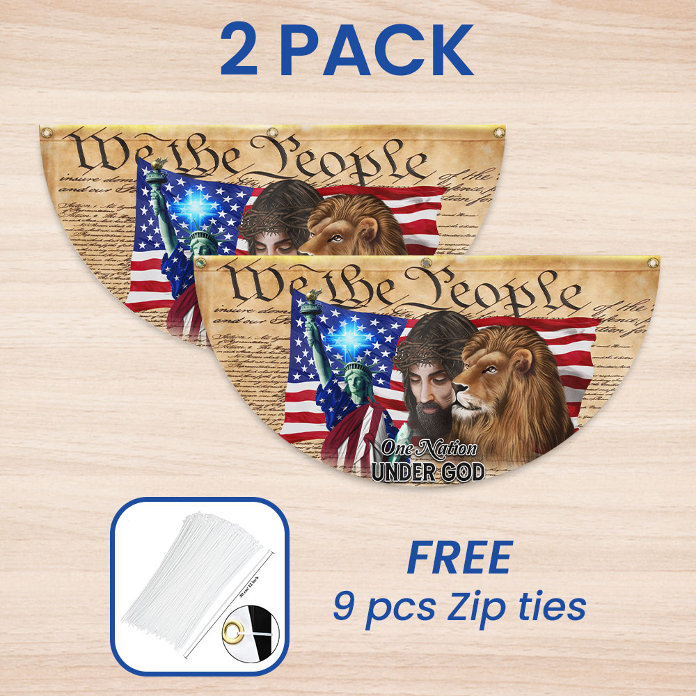 Lion Of Judah Jesus God Patriot One Nation Under God Non-Pleated Fan Flag MLN2628FL