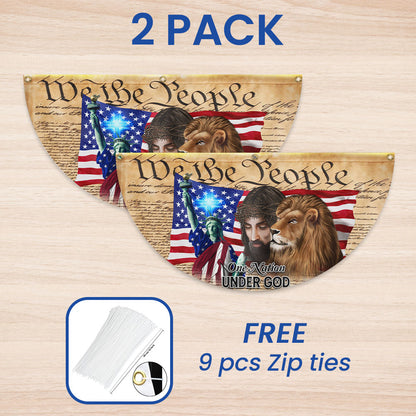 Lion Of Judah Jesus God Patriot One Nation Under God Non-Pleated Fan Flag MLN2628FL