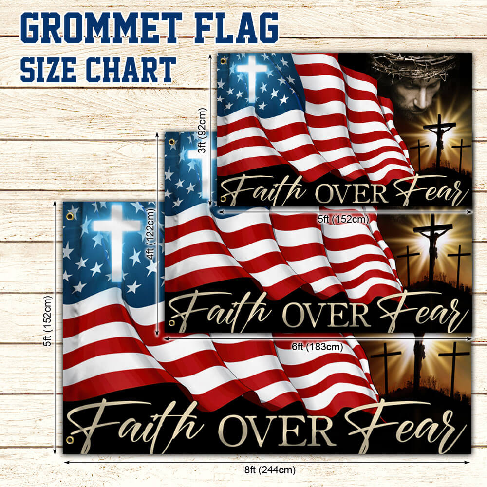 Flagwix American Flag - Faith Over Fear, Jesus Christian Patriotic American Grommet Flag TPT841GFv1