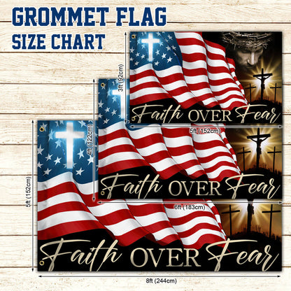Flagwix American Flag - Faith Over Fear, Jesus Christian Patriotic American Grommet Flag TPT841GFv1