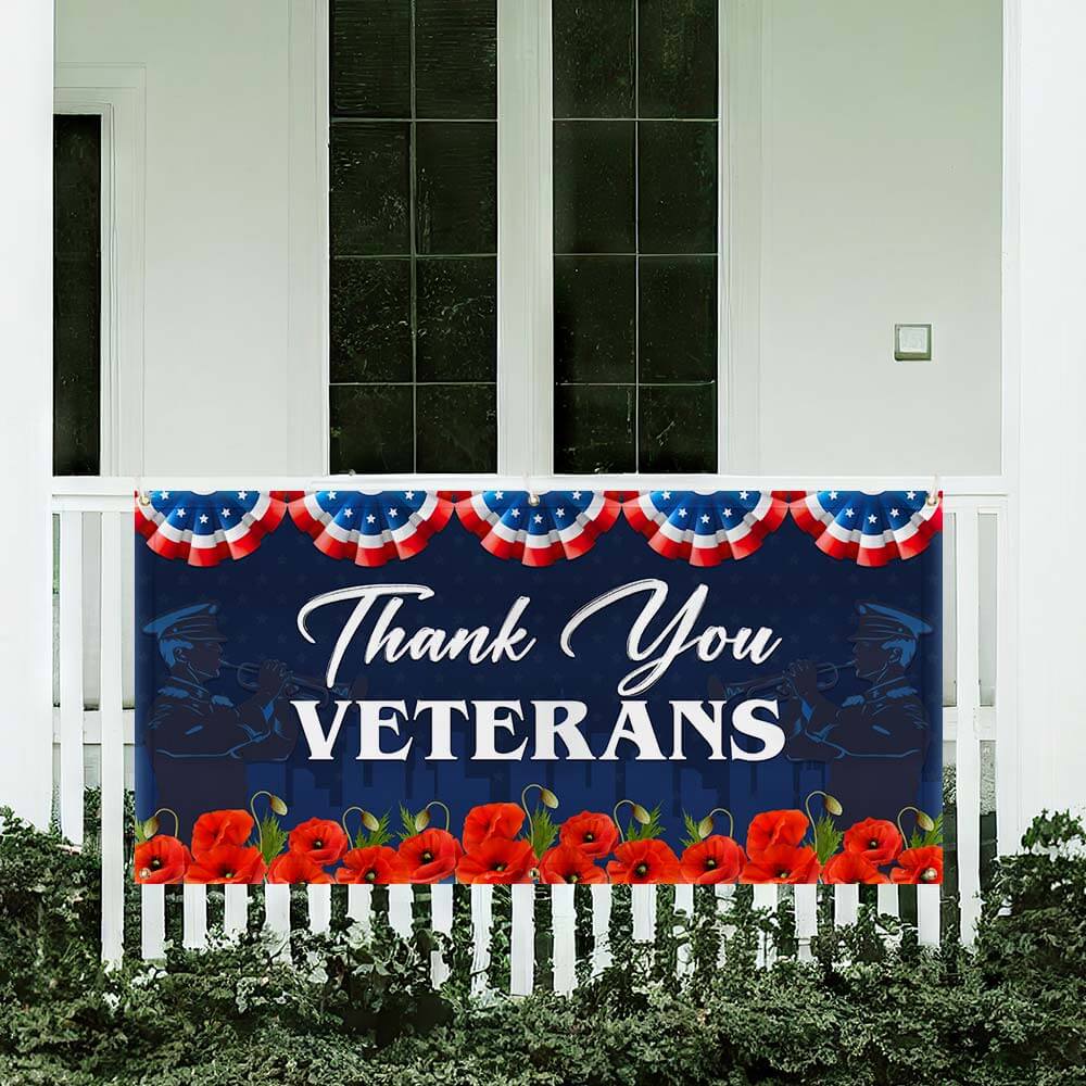 Thank You Veterans Honoring All Who Served Fence Banner TQN2697FB