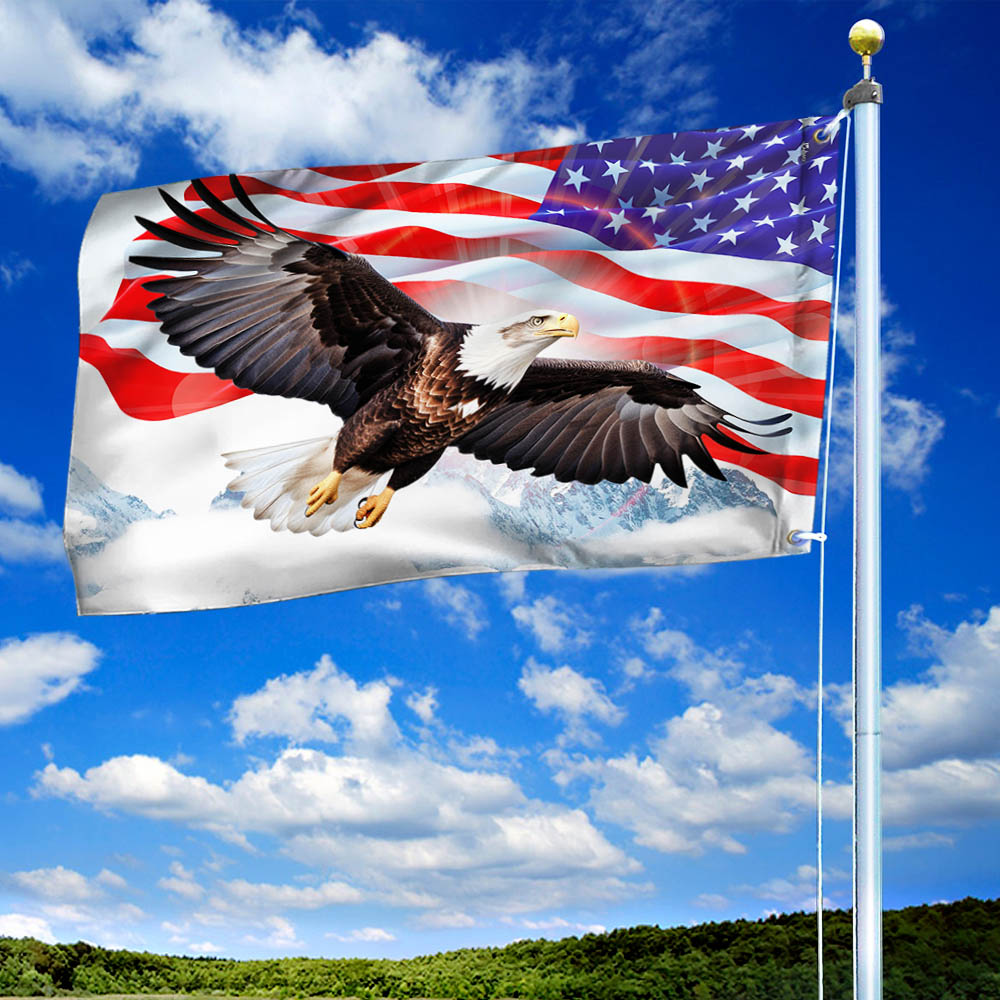 Patriotic Bald Eagle American Grommet Flag TQN1952GF