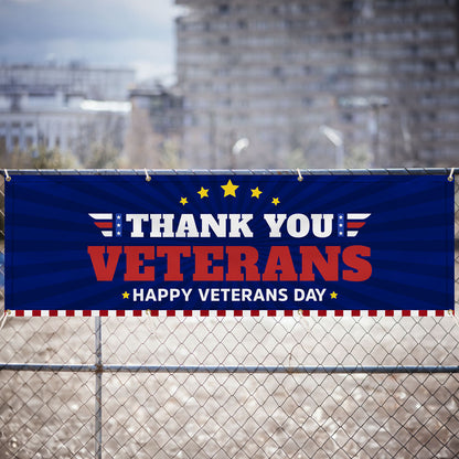 Thank You Veterans Happy Veterans Day Fence Banner TQN3810FB