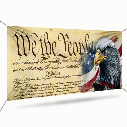 We The People. Patriotic American Eagle Fence Banner TPT780FB
