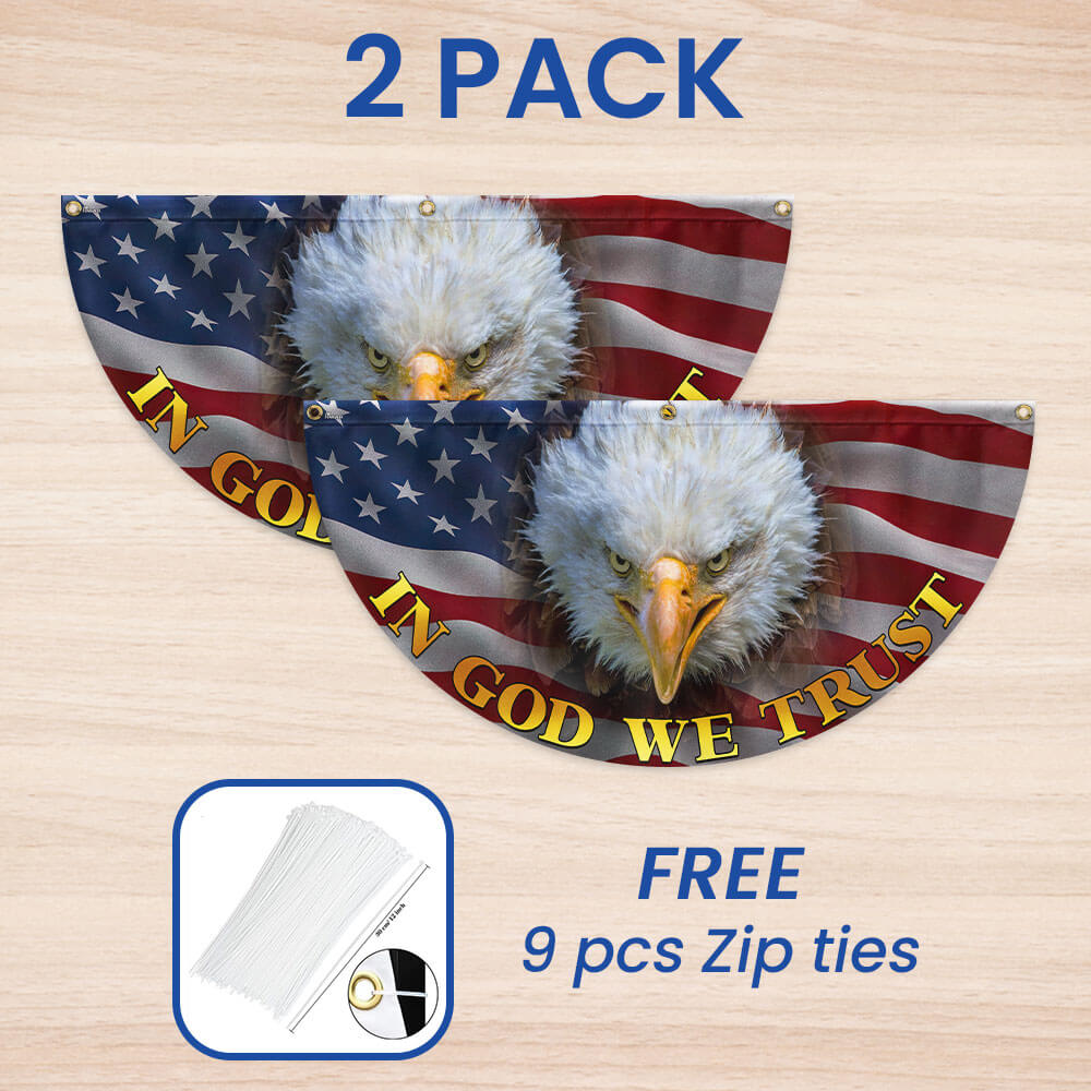 In God We Trust Bald Eagle American Non-Pleated Fan Flag MLN3391FL