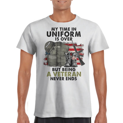 Never Stop Being a Veteran - Personalized Name Customization T-Shirt - The Perfect Gift for Veterans!