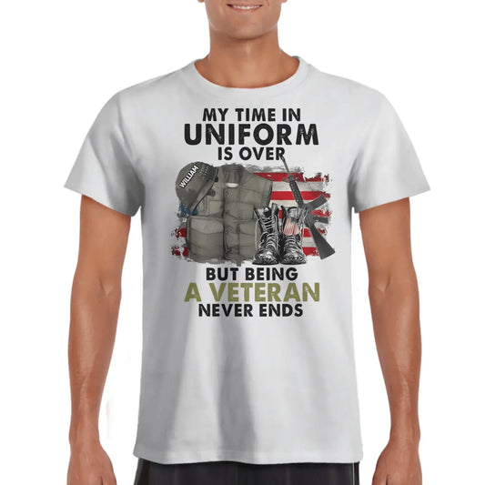 Never Stop Being a Veteran - Personalized Name Customization T-Shirt - The Perfect Gift for Veterans!