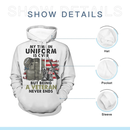 Never Stop Being a Veteran - Personalized Name Customization T-Shirt - The Perfect Gift for Veterans!