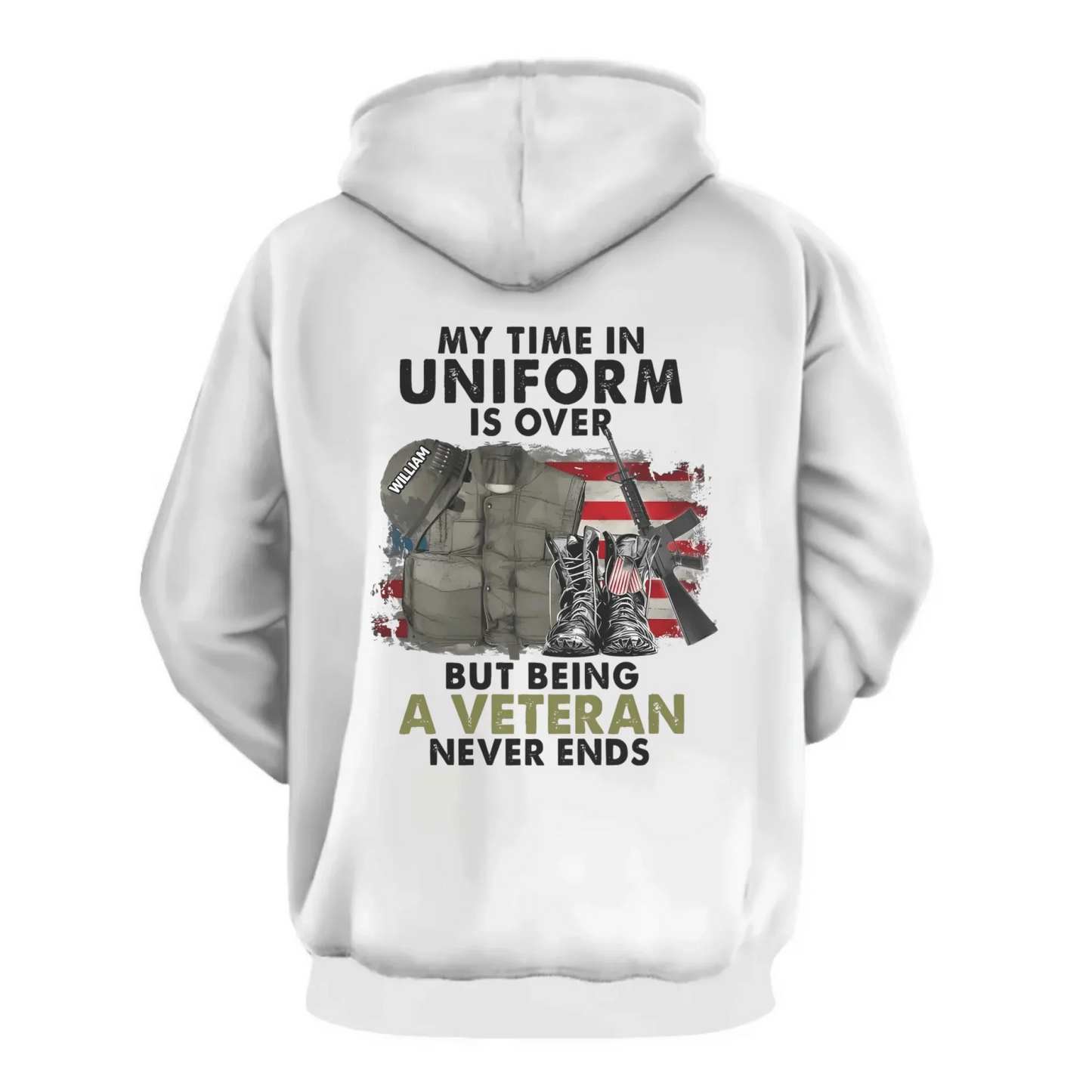 Never Stop Being a Veteran - Personalized Name Customization T-Shirt - The Perfect Gift for Veterans!