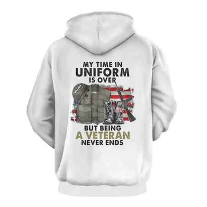 Never Stop Being a Veteran - Personalized Name Customization T-Shirt - The Perfect Gift for Veterans!