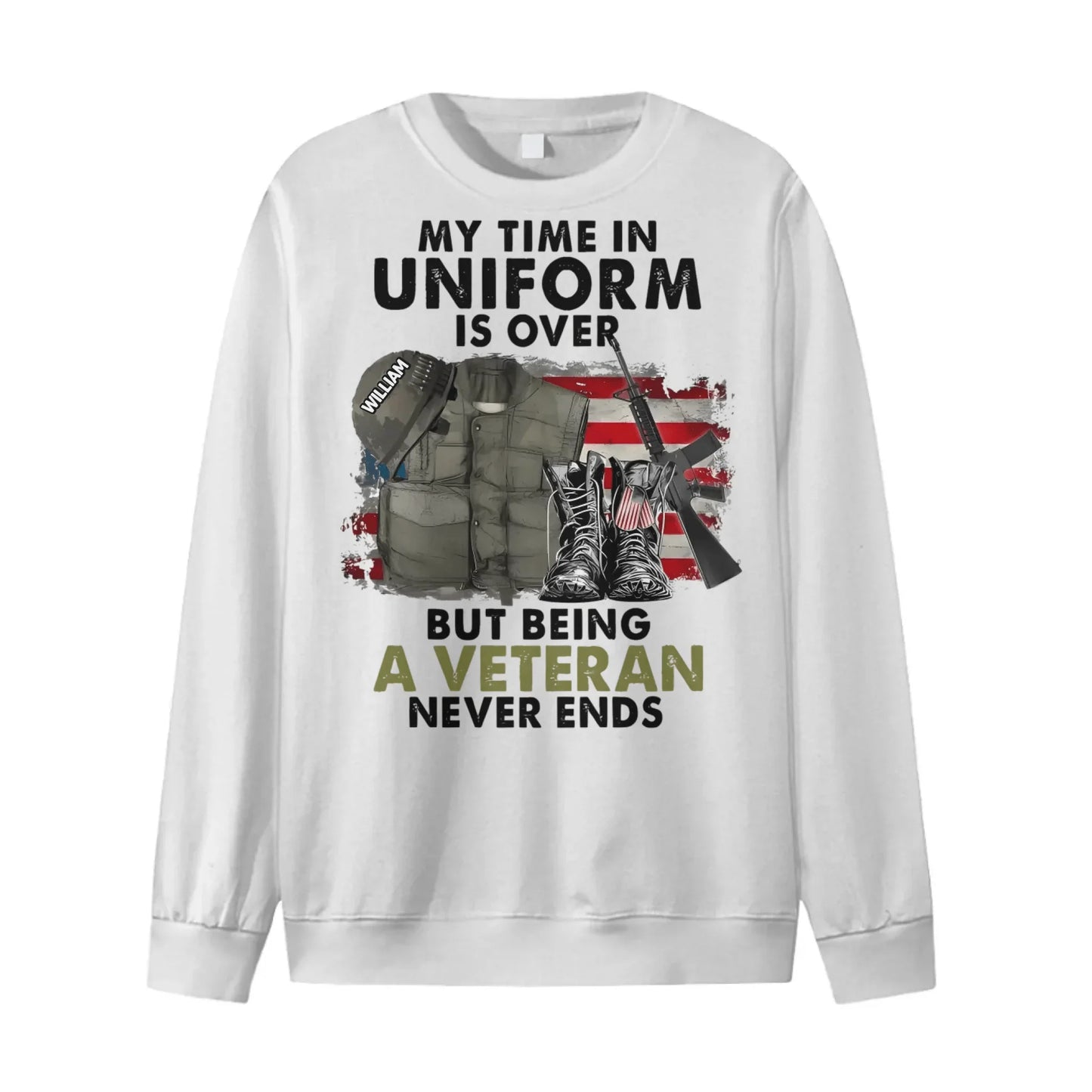 Never Stop Being a Veteran - Personalized Name Customization T-Shirt - The Perfect Gift for Veterans!