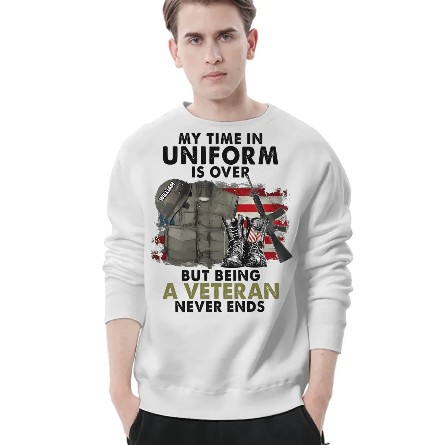 Never Stop Being a Veteran - Personalized Name Customization T-Shirt - The Perfect Gift for Veterans!