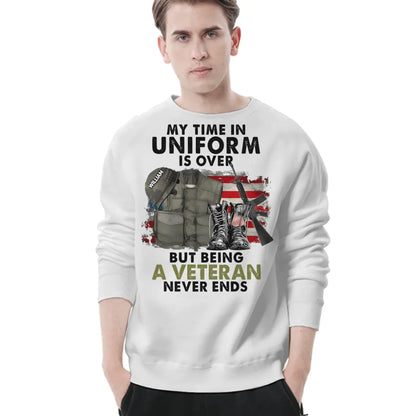 Never Stop Being a Veteran - Personalized Name Customization T-Shirt - The Perfect Gift for Veterans!