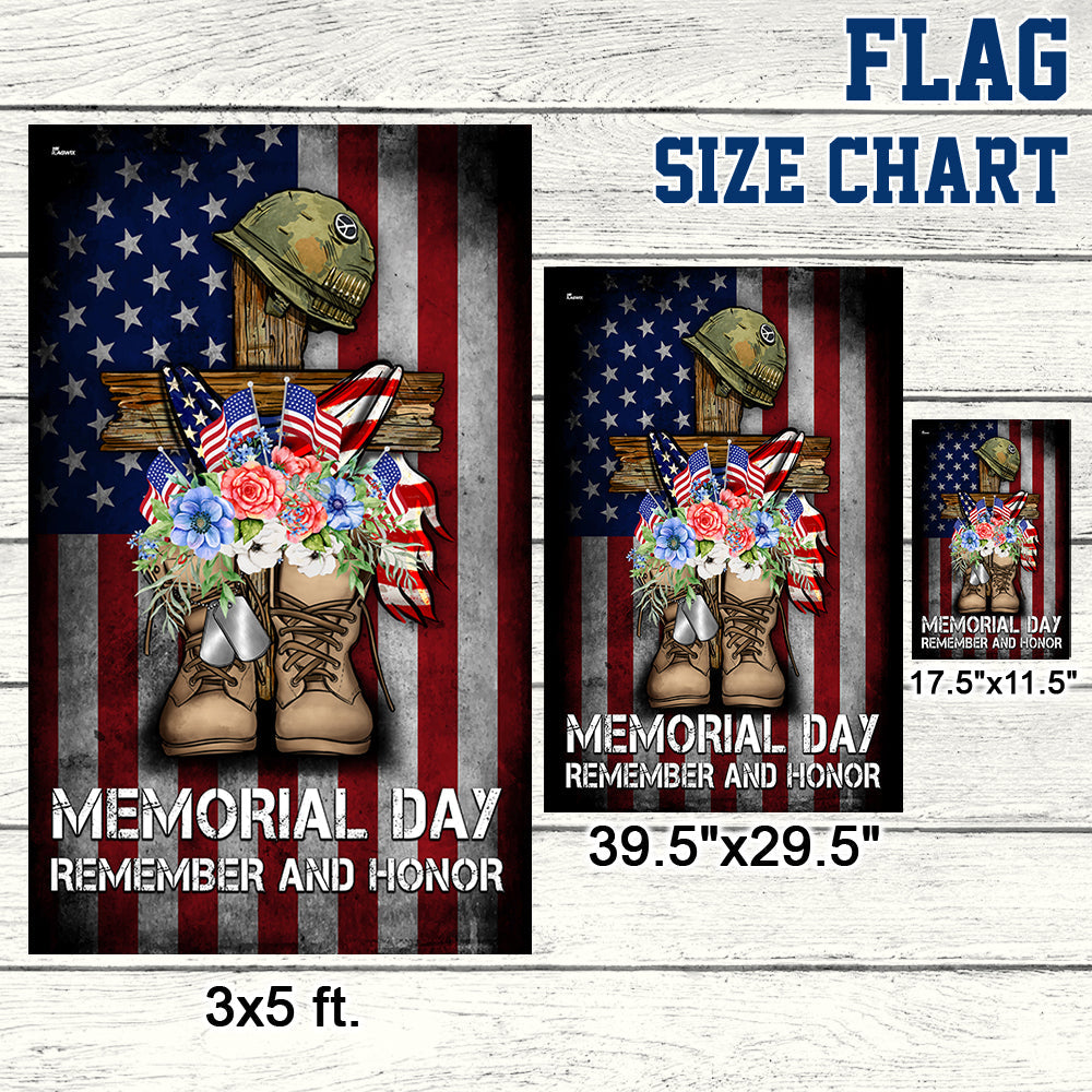 Memorial Day Remember and Honor Veteran Boots Patriotic Flag MLN5330NTH