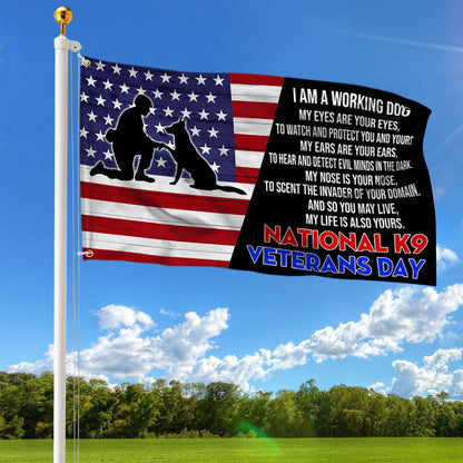 National K9 Veterans Day German Shepherd Grommet Flag QNH12GF