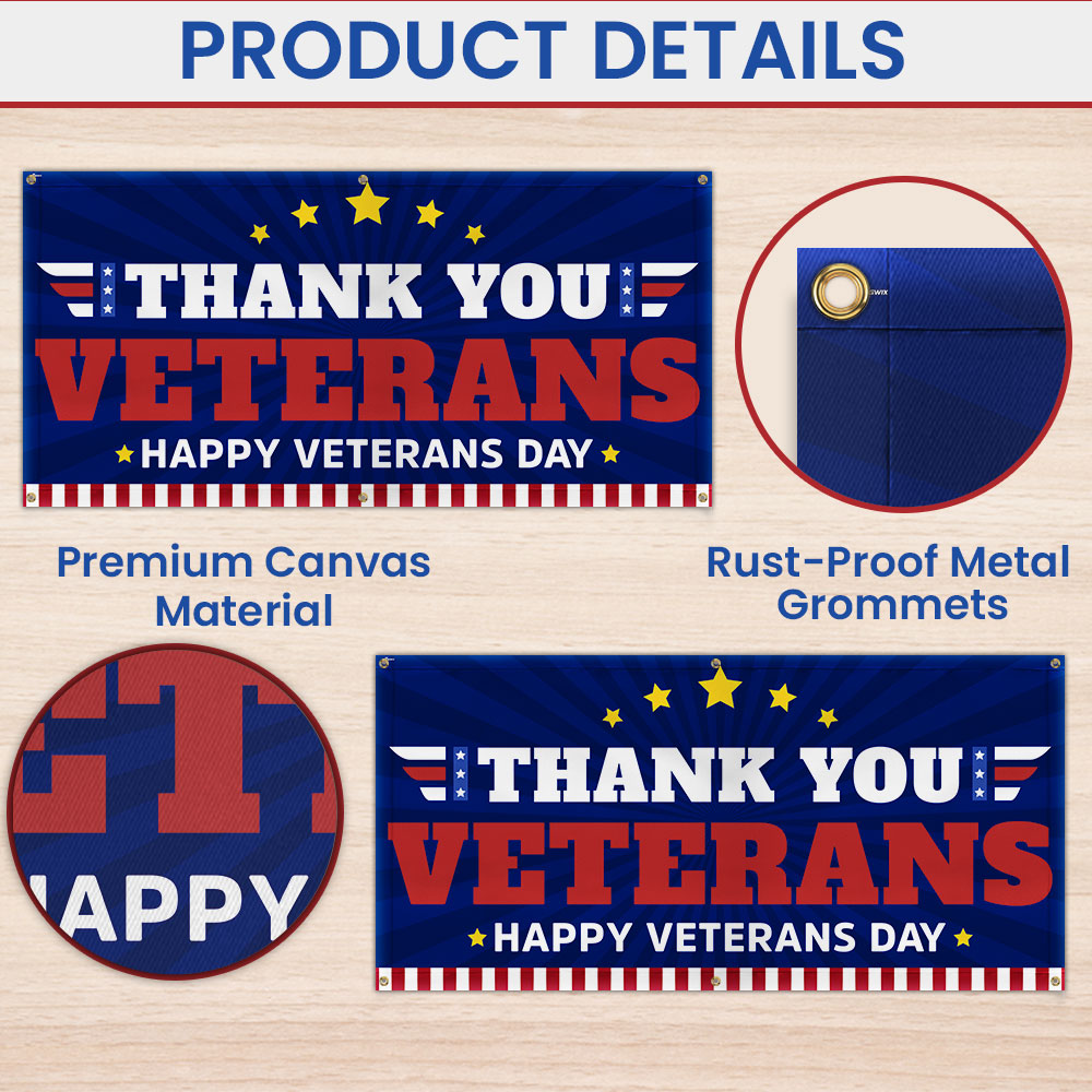 Thank You Veterans Happy Veterans Day Fence Banner TQN3810FB
