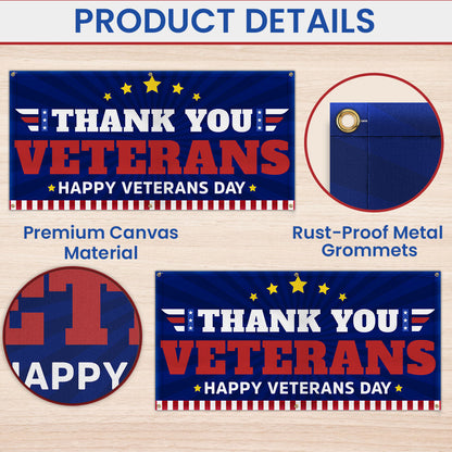Thank You Veterans Happy Veterans Day Fence Banner TQN3810FB