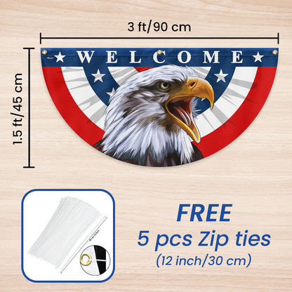 Flagwix American Flag - Patriotic Eagle Welcome American  Non-Pleated Fan Flag MLN3138FL