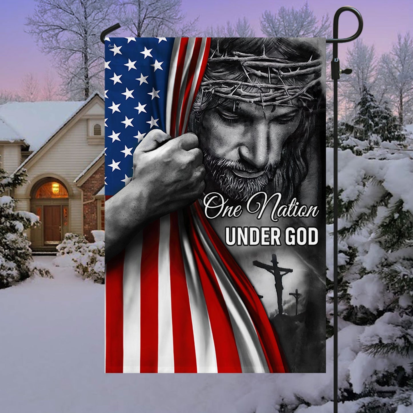 One Nation Under God Jesus Garden Flag &amp; Mailbox Cover TRL06Fv5MF