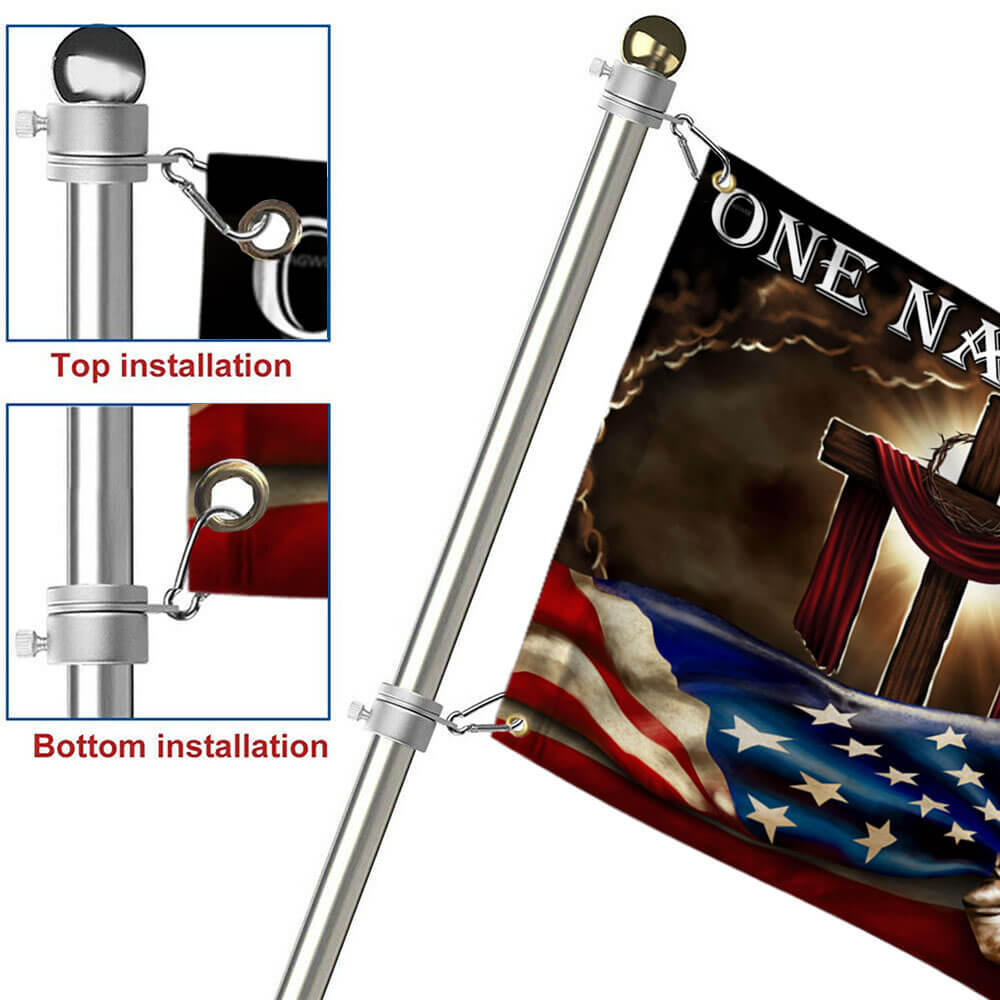 One Nation Under God. Christian Cross American Flag THB2013GF