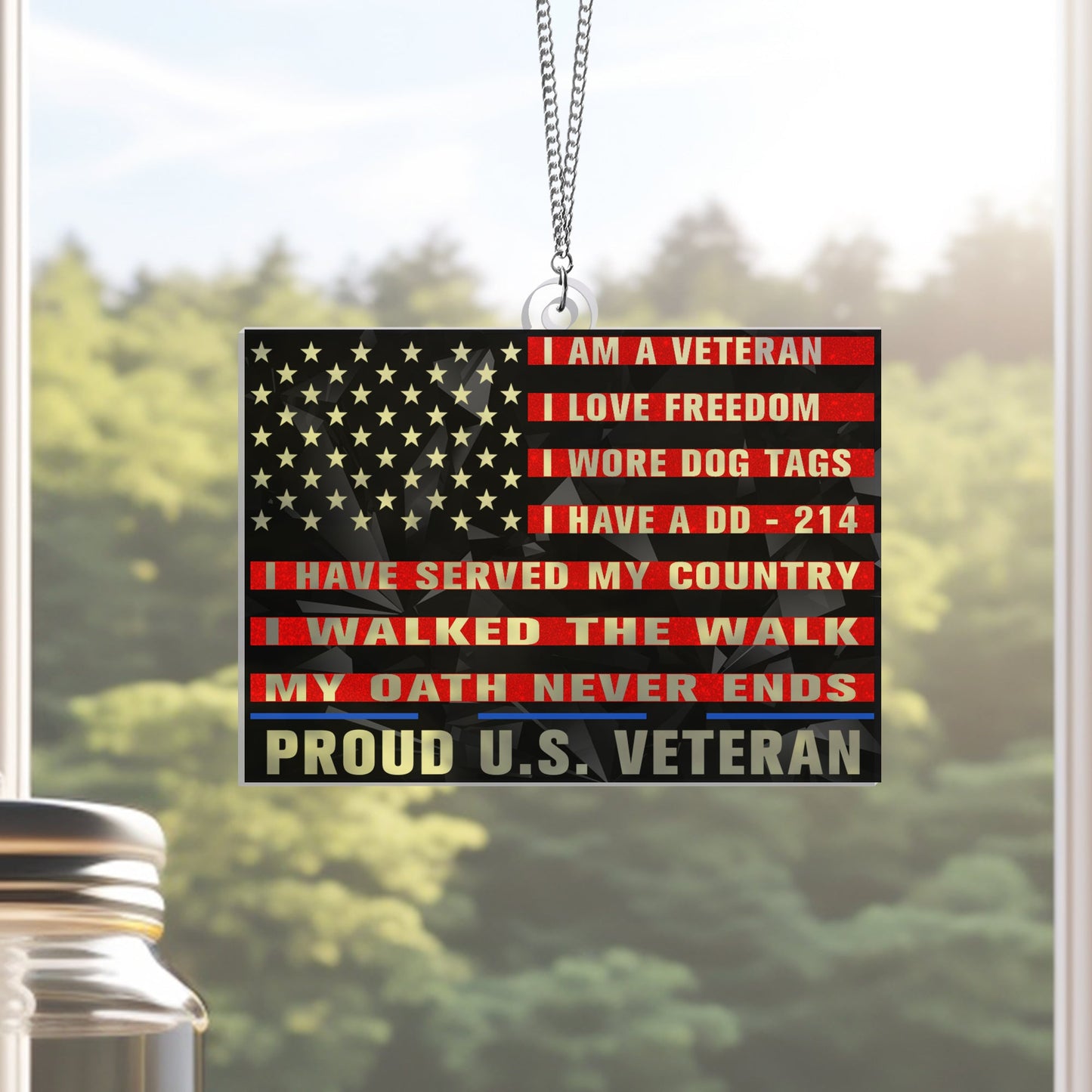 Proud U.S. Veteran Suncatcher - Acrylic Hanging Gift for Veterans Day, Memorial Day & Patriotic Decor TQN3879AS