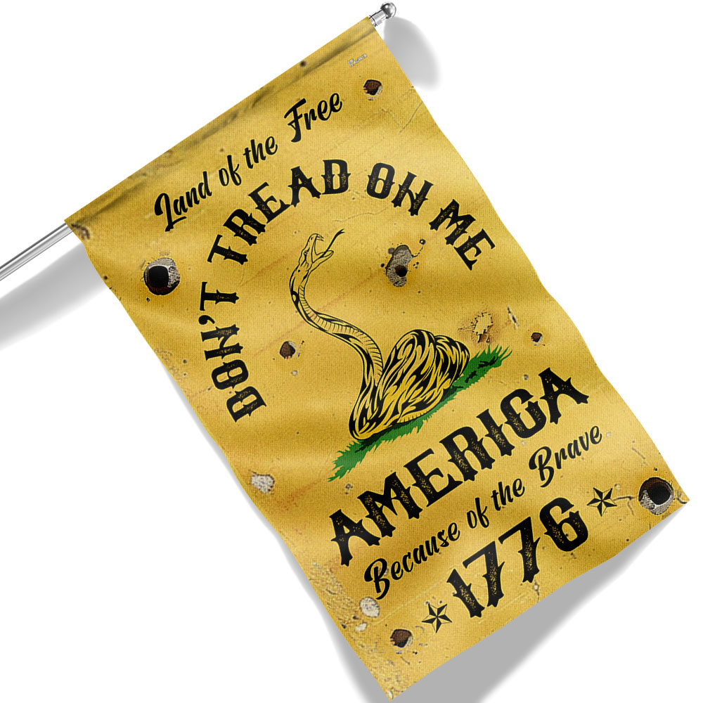 Land Of The Free Don't Tread On Me America Because Of the Brave 1776 Gadsden Flag MLN3329F