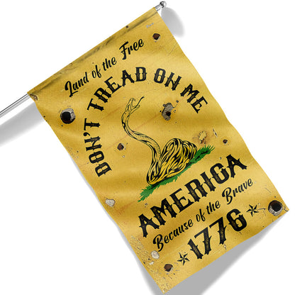 Land Of The Free Don't Tread On Me America Because Of the Brave 1776 Gadsden Flag MLN3329F